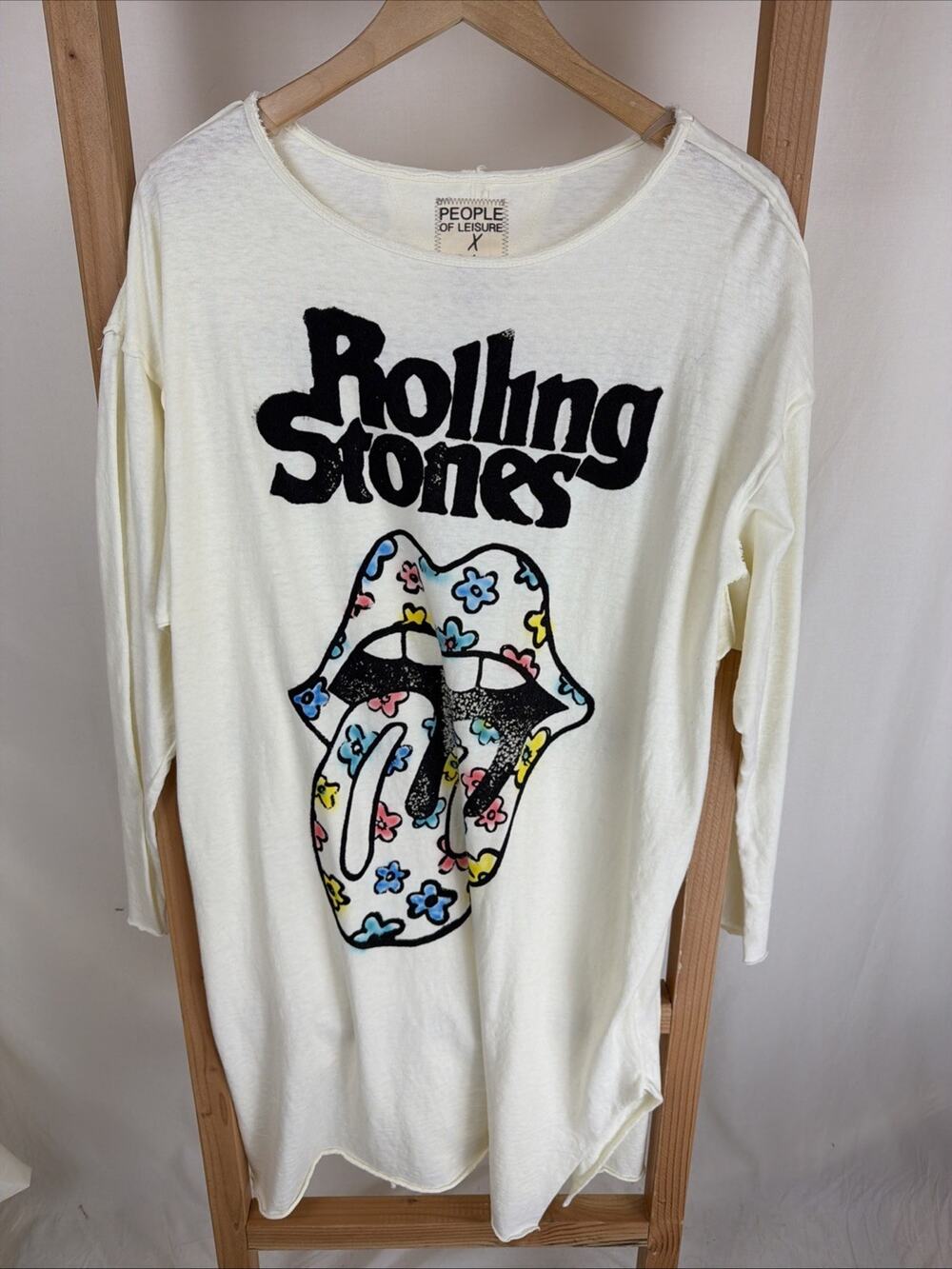 NWT People of Leisure Beige Rolling Stones T-Shirt Dress #1007 MD